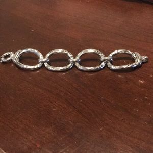 QVC Sterling Chunky Hammered Link Bracelet 7.25”